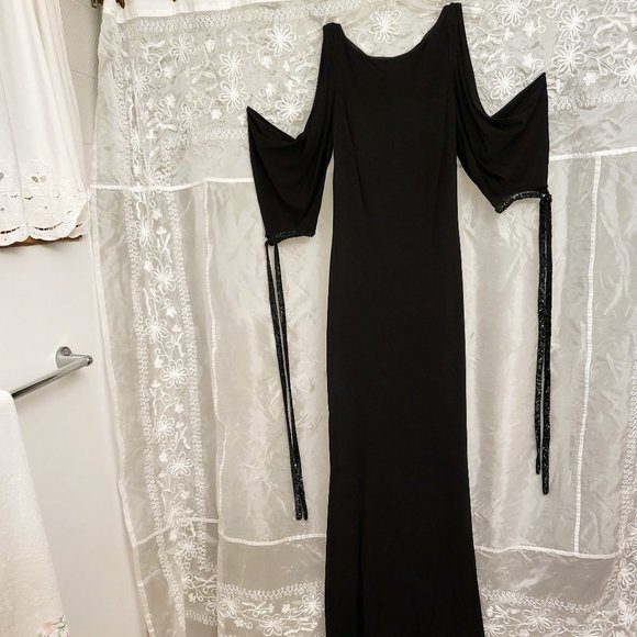 🌟Host Pick🌟 SEXIEST DRESS EVER! Badgley Mischka Collection, Black w/Sequins 4 - Picture 12 of 16